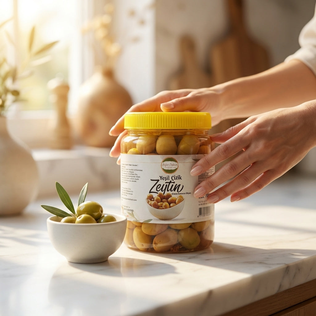 Söğüt Sofrası Yeşil Çizik Zeytin (Groene Gekraste Olijven) - 700g