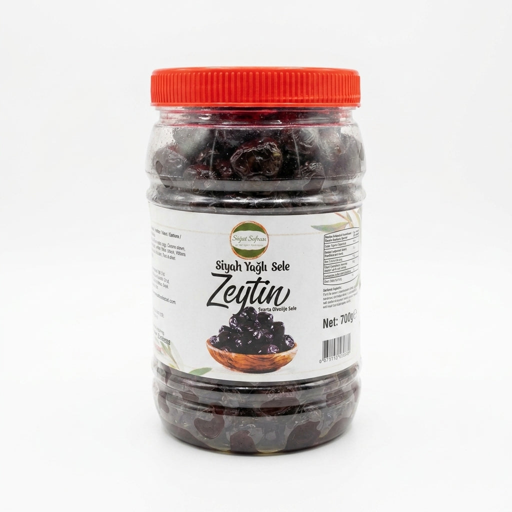 Söğüt Sofrası Zwarte Olijven in Olie (Siyah Yağlı Sele) - 700g