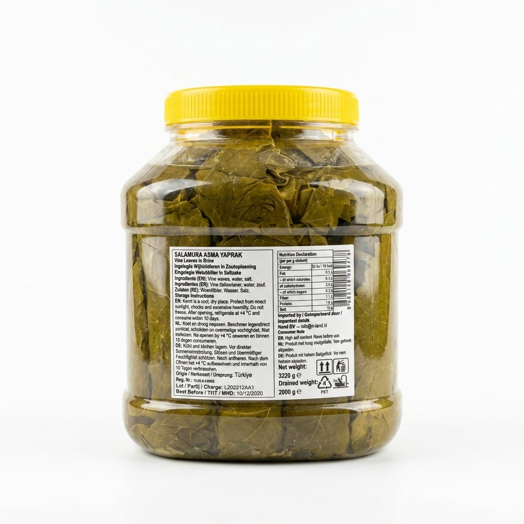 Authentieke Turkse Wijnbladeren in Zoutoplossing (Asma Yaprak) - 2kg